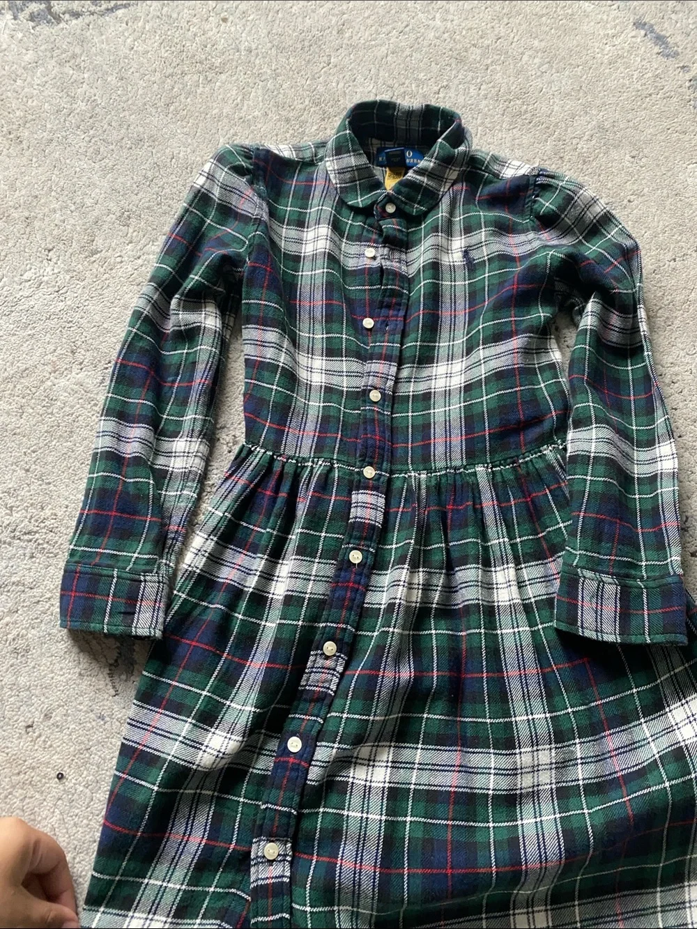 Polo by Ralph Lauren Green and White Plaid Shirt Dress Sz 6